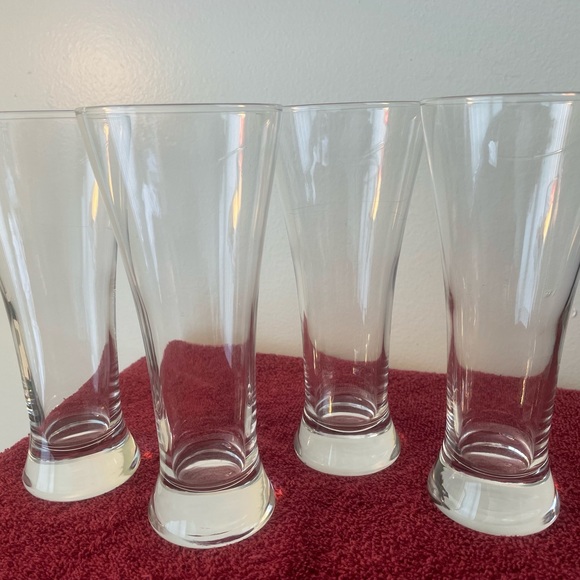 4-VINTAGE PILSNER BEER GLASSES, with FLAT/WEIGHTED BOTTOMS… - Picture 2 of 10